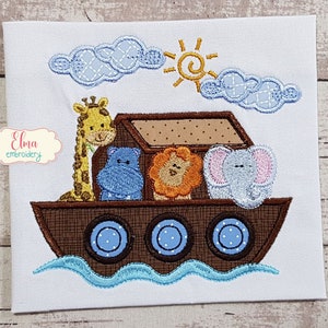 Motif de broderie appliqué animal arche de Noé (5 x 7) (téléchargement numérique)