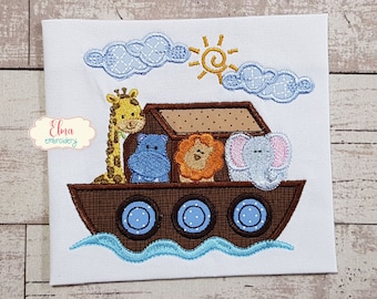 Noah's Ark Animal Applique Embroidery Design (5x7) (Digital Download)
