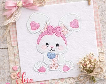 Easter Bunny Girl Appliqué Embroidery Design (Digital Download