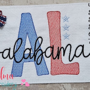 Alabama AL Stars Embroidery Design: Rippled Stitch (Digital Download)