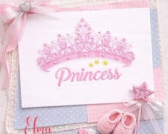 Princess Tiara Embroidery Design: Crown Nursery Decor (Digital Download)