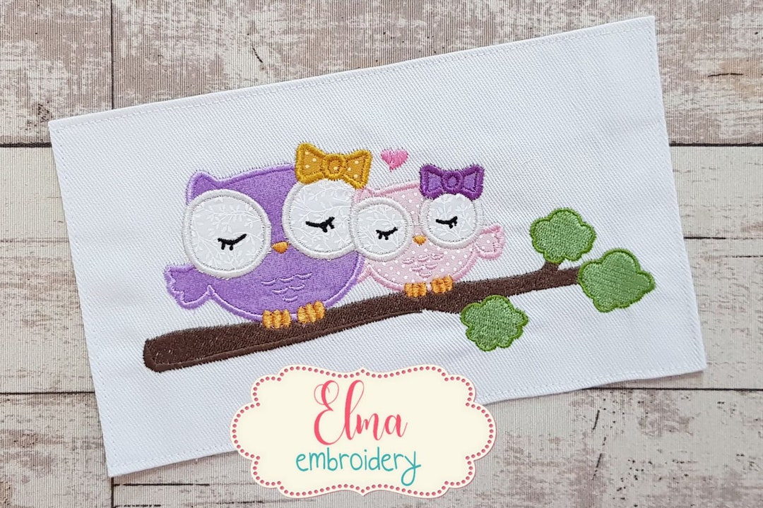 Owl Mom and Daughter - Applique Embroidery - Animal Embroidery Design - 5x5 6x6 7x7 - Machine ...