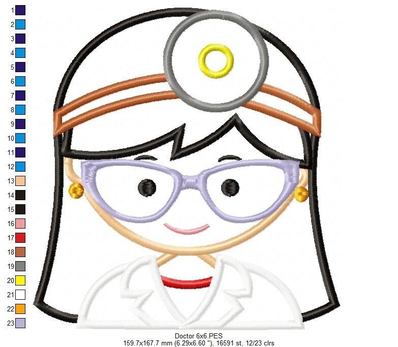 Doctor girl machine embroidery design applique embroidery  etsy uk Doctor girl machine embroidery design applique embroidery  etsy uk