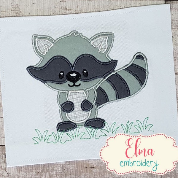 Raccoon -  Machine Embroidery Design - Applique Embroidery - Animal Embroidery - 4x4 5x5 6x6 7x7