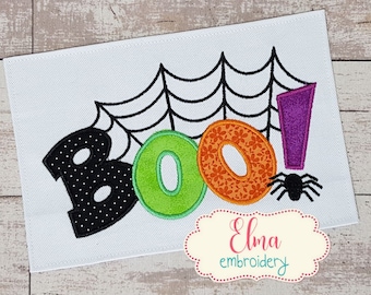 Halloween Boo! Spider - Applique embroidery design - 4x4 5x4 5x7 5x8 6x10 7x12 - Halloween Embroidery - Machine Embroidery Design