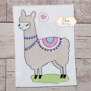 Cute Alpaca - Machine Embroidery Design - Fill Stitch Embroidery - 3x3 4x4 5x4 5x7 - Llama Embroidery Design - Alpaca&#39;s Embroidery Design