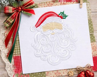 Santa Claus Face Fill Stitch Embroidery Design Christmas Decor (Digital Download)