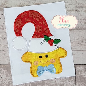 Christmas Star Boy - Apliques bordados - 4x4 5x4 5x7 5x8 6x10 7x12 - Bordado de Natal - Desenhos de bordado à máquina