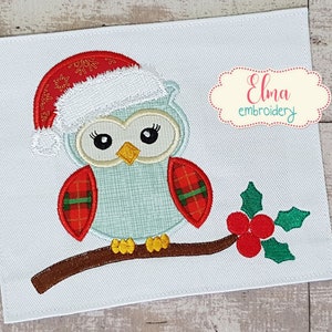 Applique /& Embroidery Originals Digital Design 1270 Christmas Owl Branch Present Applique Design Embroidery Machine instant download
