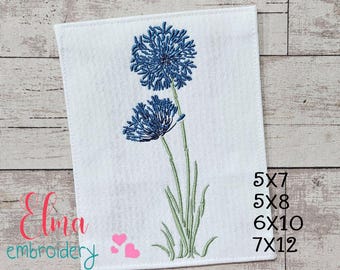 Agapanthus Flower Machine Embroidery Design (Digital Download)