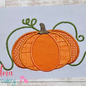 Pumpkin - Applique - 4x4 5x4 5x7 5x8 6x10 7x12 - Machine Embroidery Design - Thanksgiving embroidery - Fall Embroidery - Cute Pumpkin Design
