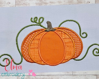 Pumpkin Applique - Fall Thanksgiving Machine Embroidery Design (Digital Download)