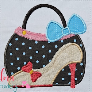 Purse and High Heels - Applique - 4x4 5x5 6x6 7x7 - Machine Embroidery Design - Woman Embroidery - Fashion Applique - Shoes Embroidery