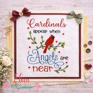 Cardinals Appear When Angels Are Near Embroidery Design: Memorial Quote (Digital Download)