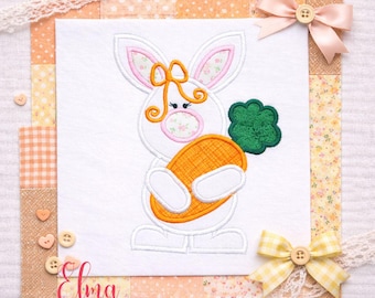 Hasen Mädchen Applikation, Stickdatei: Ostern Möhre Hoop (Digitaler Download)