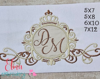 Crown Wedding Frame: Applique Machine Embroidery Design (Digital Download)