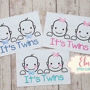 It&#39;s Twins Boy and Girl - Set of 3 designs - Fill Stitch Embroidery Design - 4x4 5x7 6x10 - Machine Embroidery Design - New Baby Embroidery