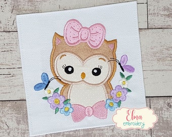Owl Flowers - Machine Embroidery Design - Applique Embroidery - Animal Embroidery - 4x4 5x5 6x6 7x7 - Owl Applique - Owl Embroidery