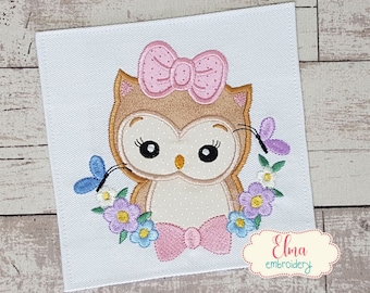 Owl Flowers - Machine Embroidery Design - Applique Embroidery - Animal Embroidery - 4x4 5x5 6x6 7x7 - Owl Applique - Owl Embroidery