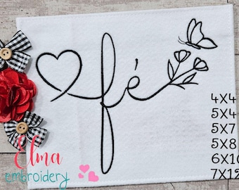 Fé Butterfly Flowers Fill Stitch Machine Embroidery Design (Digital Download)