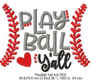 Play Ball Yall 野球刺繍デザイン（デジタルダウンロード） - Etsy 日本