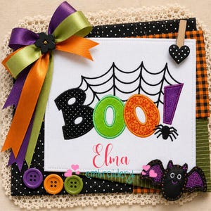 BOO Halloween Appliqué Embroidery Design Spider Web Seasonal Decor (Digital Download)
