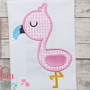 Cute Summer Flamingo - Machine Embroidery Design - Applique - Animal Embroidery - 4x4 5x4 5x7 5x8 6x10 7x12 - Summer Animals Embroidery