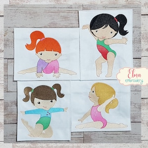 Gymnast Girls Fill Stitch Machine Embroidery Design (Set of 4)