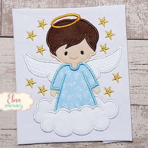 Little Angel Boy - Applique Embroidery - Machine Embroidery Design - 4x4 5x4 5x7 5x8 6x10 7x12 - Religious Embroidery - Baptism Embroidery