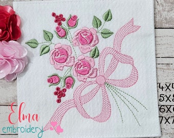 Rose Bouquet Fill Stitch - Machine Embroidery Design (Digital Download)