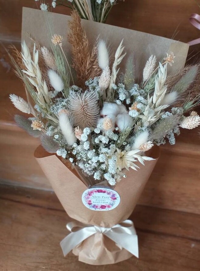 Natural Colour Dried Flower Bouquet Dry Flowers Birthday Etsy UK