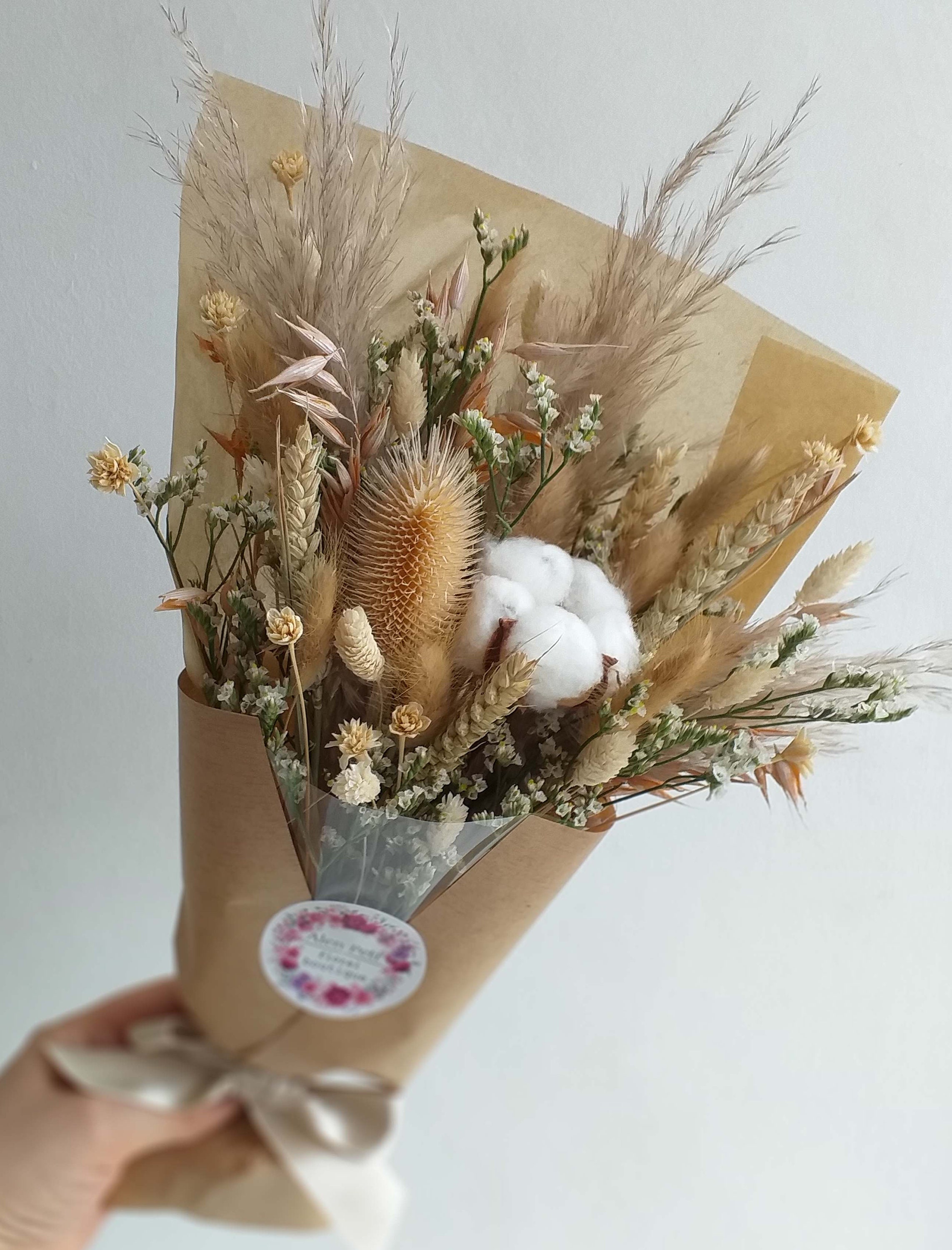 Natural Colour Dried Flower Bouquet Dry Flowers Birthday Etsy UK