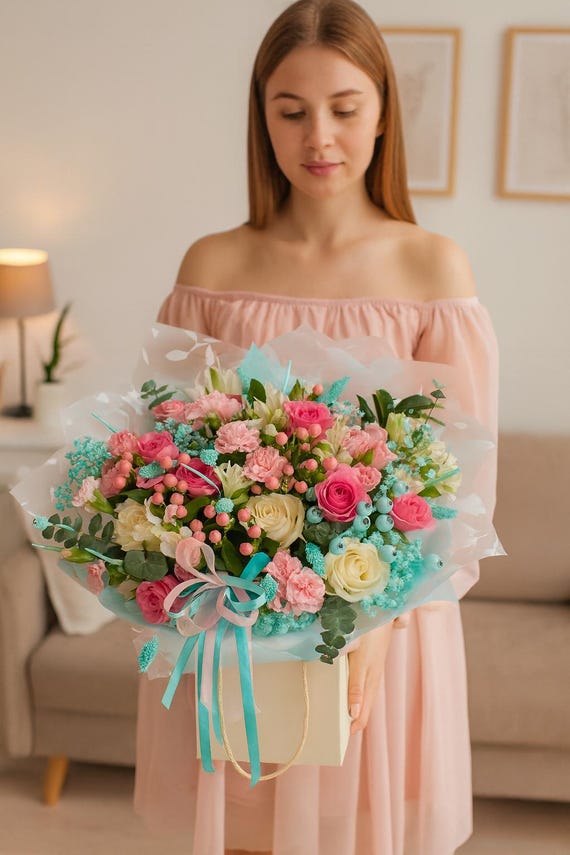 Tiffany & Pink live seasonal flower bouquet: Fresh cut seasonal Gift