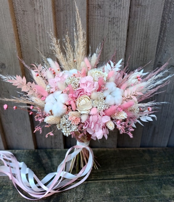 Boho Pink Blush dried wedding bouquet | Boho Style Wedding | Bridesmaid bouquet | Flower Girl bouquet | Buttonhole |Wrist Corsage | Hair pin