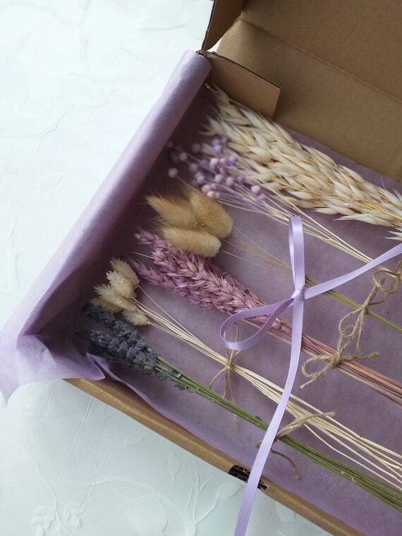 Purple Letterbox  Dried Flowers | Letterbox Dried Flower Bouquet | Cake Topper | Dry Flower Cake Topper | Home Decoration | Mini Bouquet