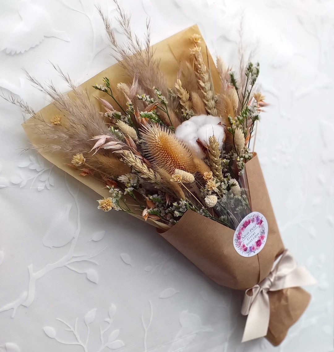 Natural Colour Dried Flower Bouquet Dry Flowers Birthday Etsy UK