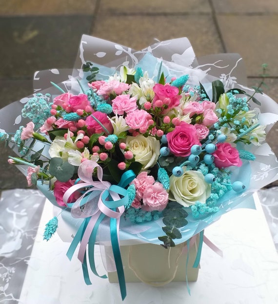 Tiffany & Pink live seasonal flower bouquet | Fresh cut seasonal flowers | Mother's Day | Birthday | Anniversary | Engagement  | Thank You