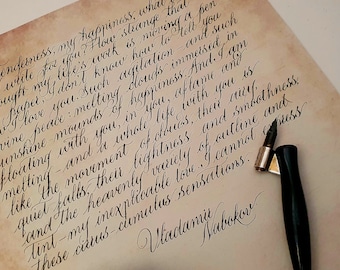 Aangepaste vintage kalligrafie liefdesbrief, huwelijksgeloften, voorstel, gedichten en alles daartussenin