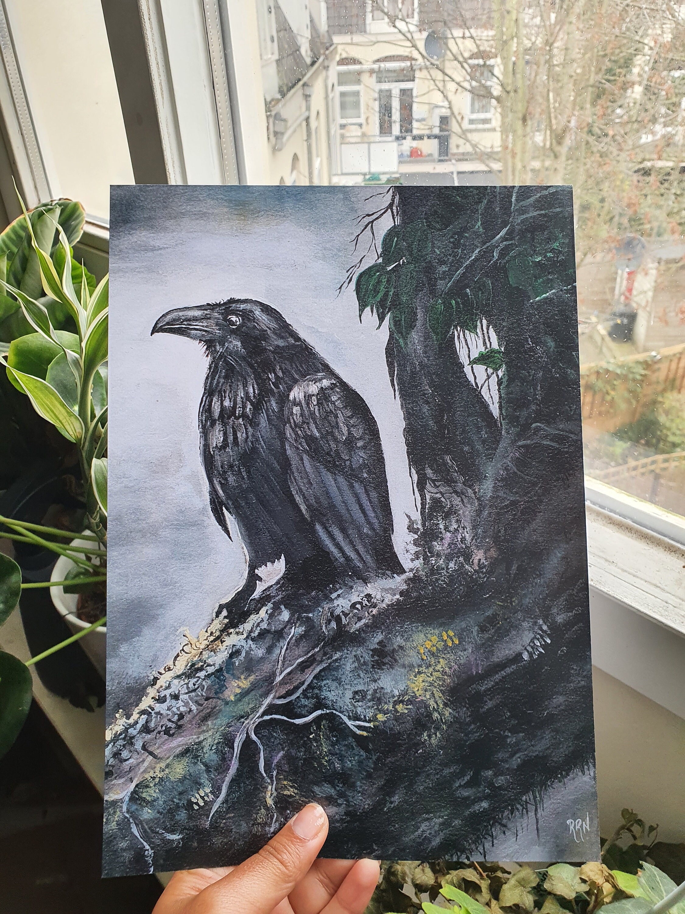 Raven Acrylic Painting Print| Mystical Raven| Art Prints and Postcard ...