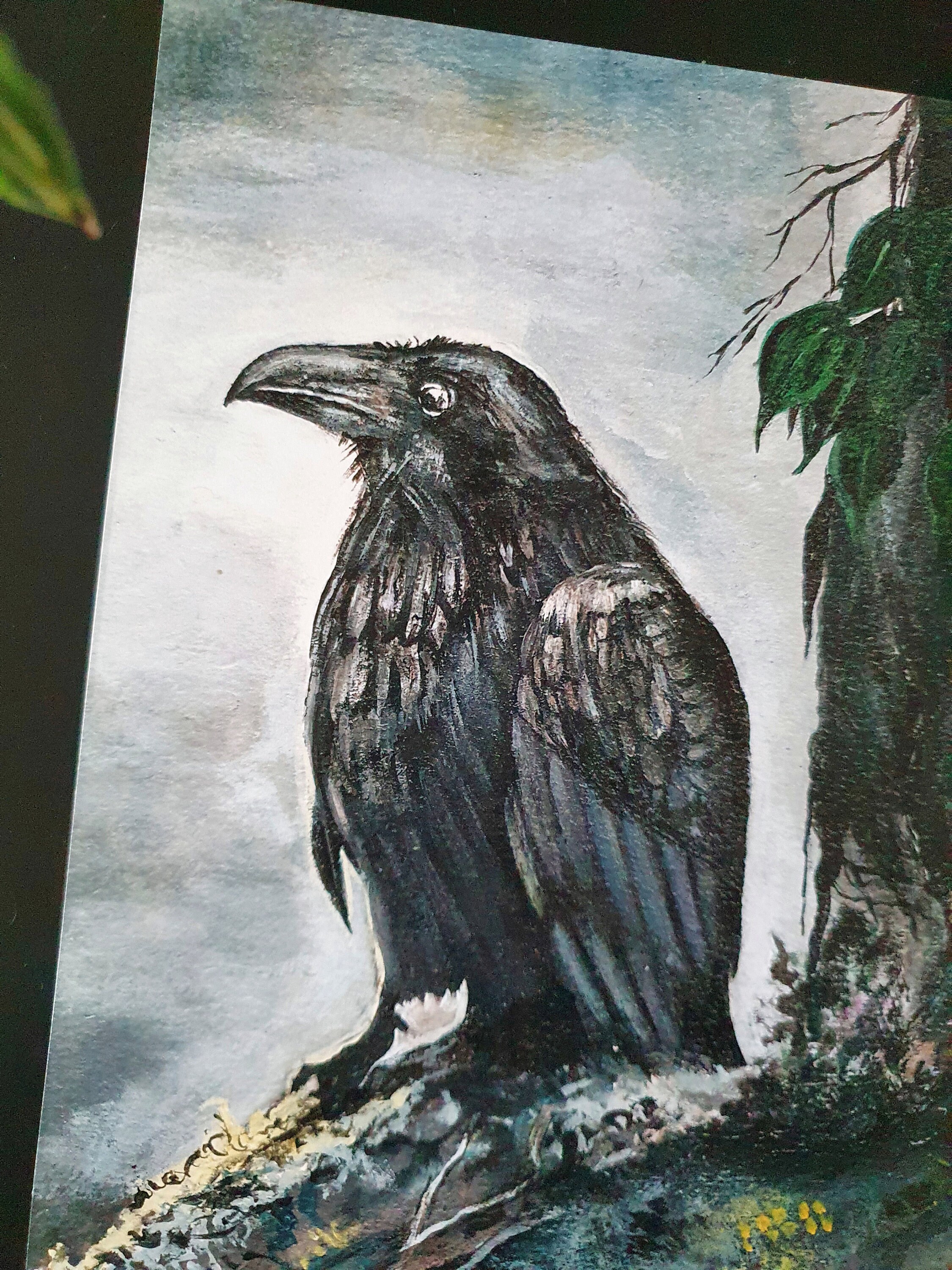 Raven Acrylic Painting Print| Mystical Raven| Art Prints and Postcard ...