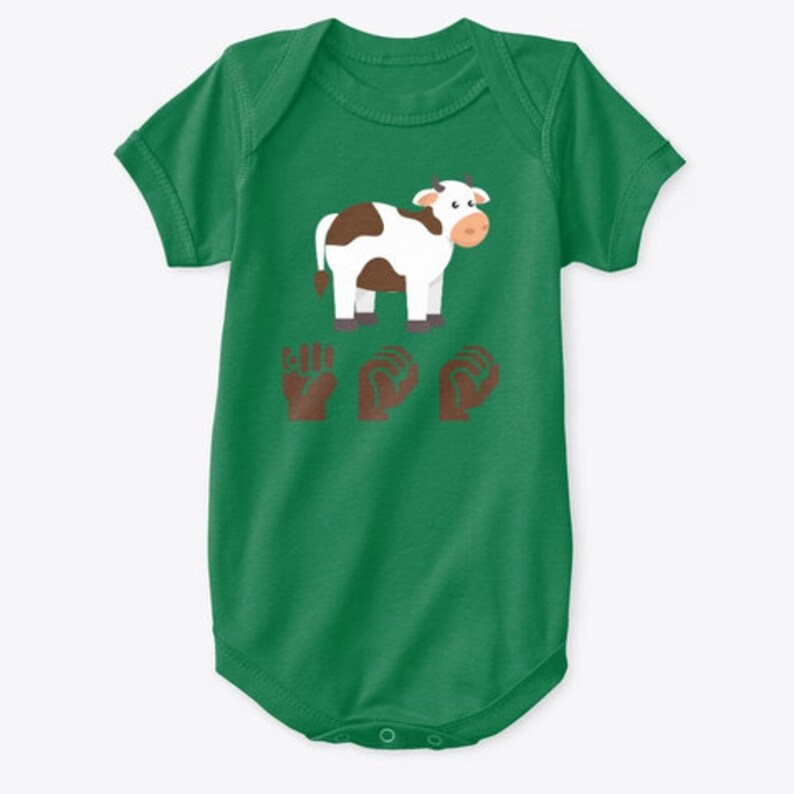 Baby Onesie Kids Sign Language Cow ASL MOO