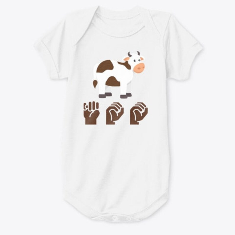 Baby Onesie Kids Sign Language Cow ASL MOO