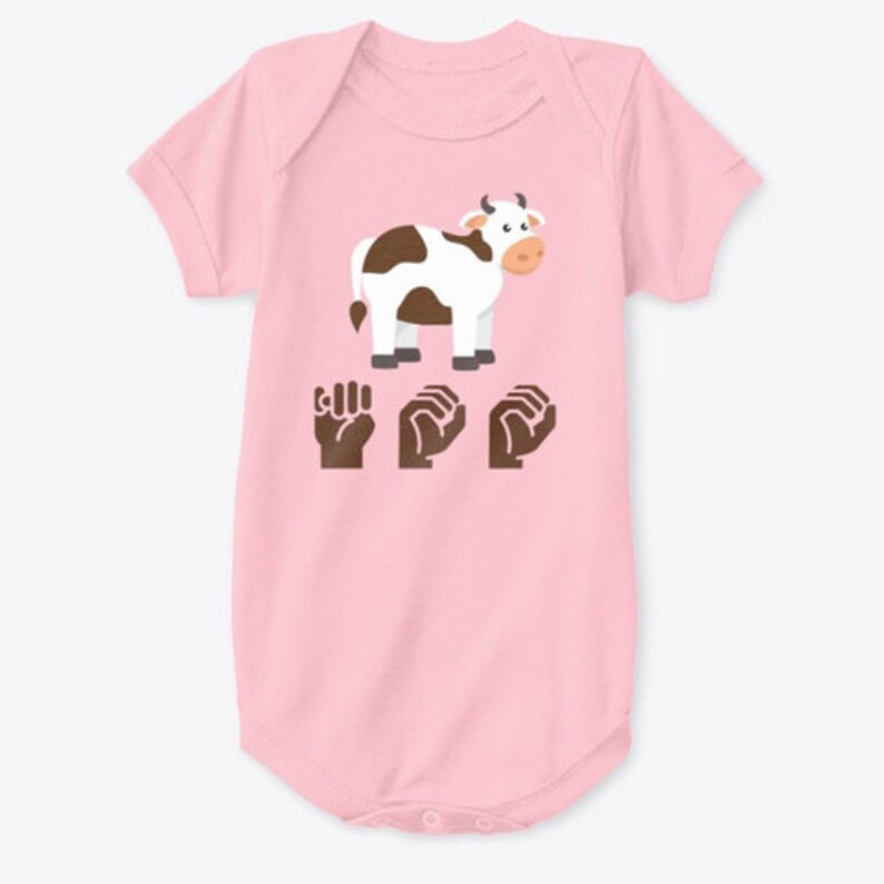 Baby Onesie Kids Sign Language Cow ASL MOO