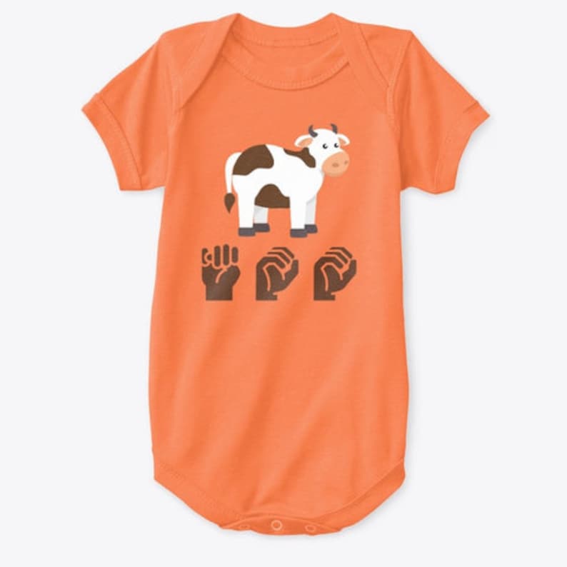 Baby Onesie Kids Sign Language Cow ASL MOO