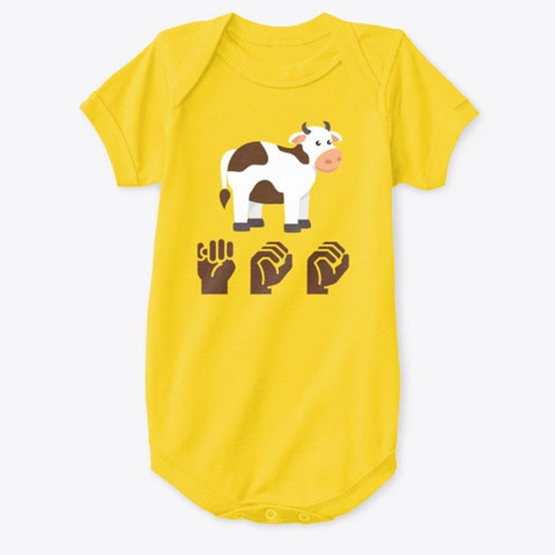 Baby Onesie Kids Sign Language Cow ASL MOO