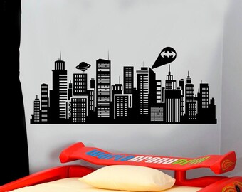 Calcomanía de vinilo para pared de Ciudad Gótica, decoración de superhéroes, 150 (alw)