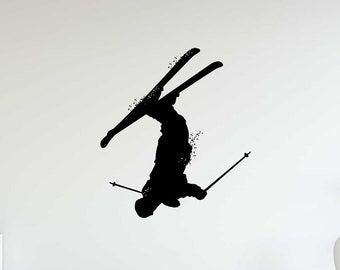 Skifahrer Wandtattoo Vinyl Aufkleber Ski fahren Freestyle Spielzimmer Zuhause Winter Extrem Sport Wand-Kunst-Dekor 24(alw)