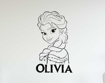 Elsa Frozen Princess Name Wall Vinyl Decal Custom Personalized Sticker Nursery Kids Playroom Decor 17(alw)