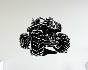 Monster Truck Wall Vinyl Decal Hot Rod Bigfoot Sticker Bedroom Home Art Decor 72(alw)