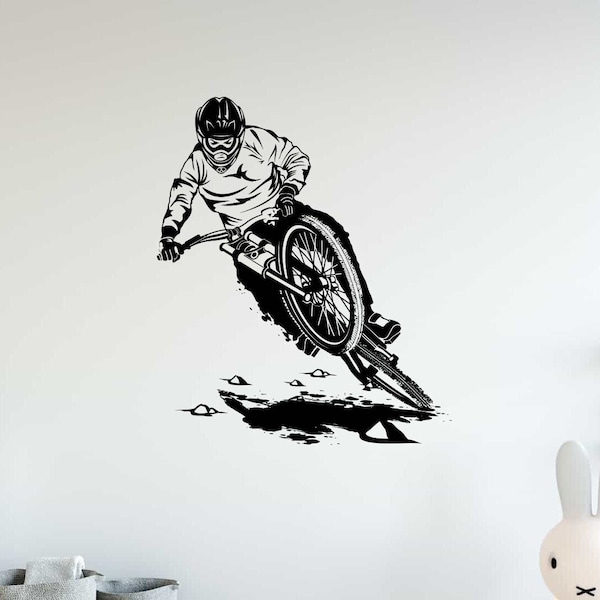 Mountain Biking Wall Vinyl Decal Cyclist Sticker Playroom Home Racing Sport Decor 80(alw)